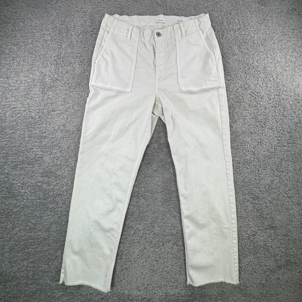 J.Jill Denim High Rise Straight Leg Jeans Cream Off White Patch Pocket 12R